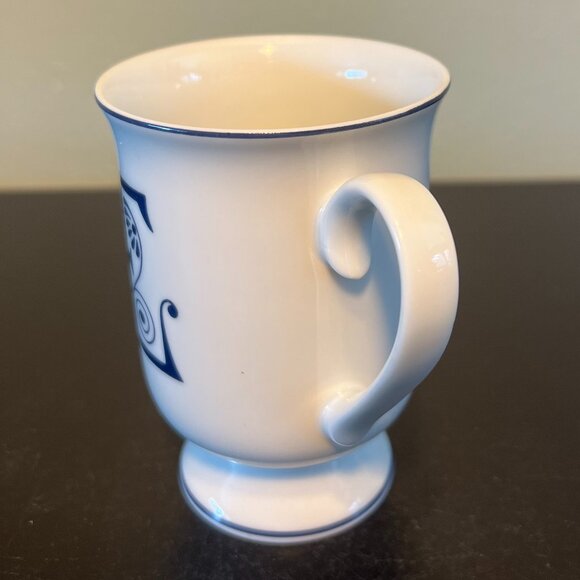 Stylized Floral Letter E Initial Monogram White Pedestal Cup Mug ~ GHC - Picture 7 of 7